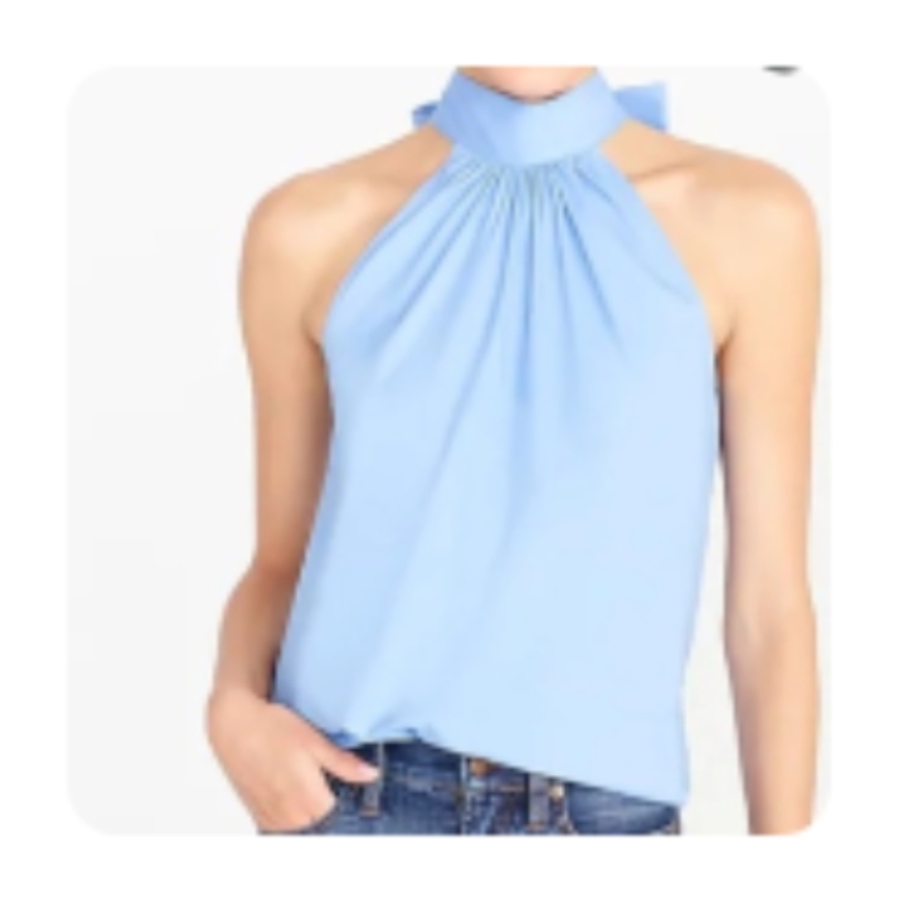 J. Crew Sky Blue Halter Tank Top New S5